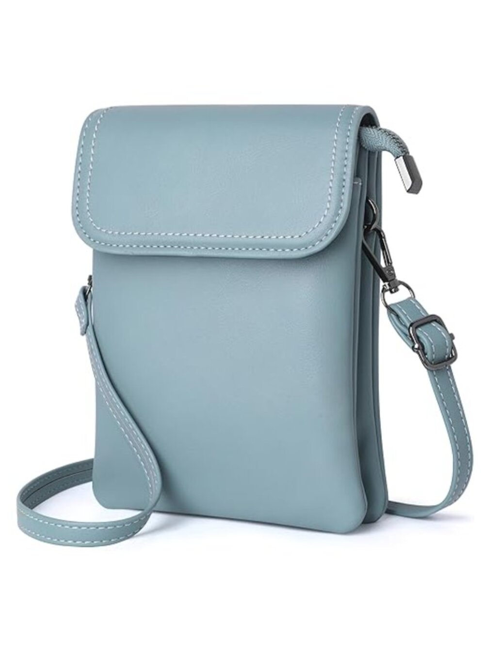 Women's Small Crossbody Bag Vegan Leather 3 Compartments Phone Purse Wristlet